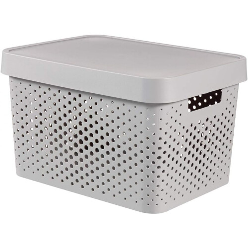 Home Organization Basket, Multi-functional Storage Solution for Around the Home, 17L Capacity Durable Plastic Organizer, Stackable & Nestable with Lid