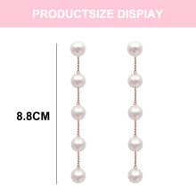 Boho Pearl Earrings Hypoallergenic Earrings for Women, Lightweight Earrings with Dainty Pearl Chain Design, Delicate Drop Earrings for Daily Bridal
