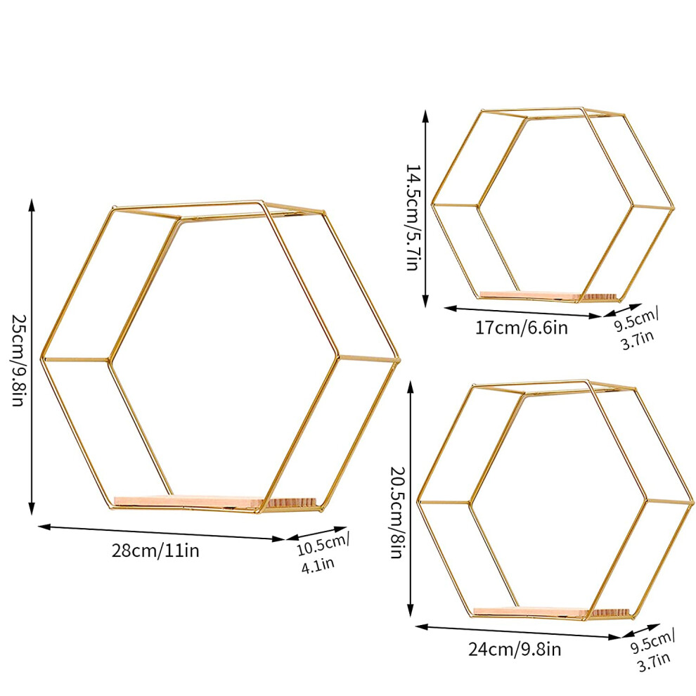 Hexagonal Floating Shelves, Contemporary Theme Rustic Wall Storage For Bedroom, Living Room, Kitchen And Office, Easy To Install Strong Load-Bearing 9128293498364