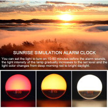 Orologio con simulazione dell'alba, luce per il risveglio per routine mattutine naturali, doppia sveglia con funzione snooze, generatore di rumore