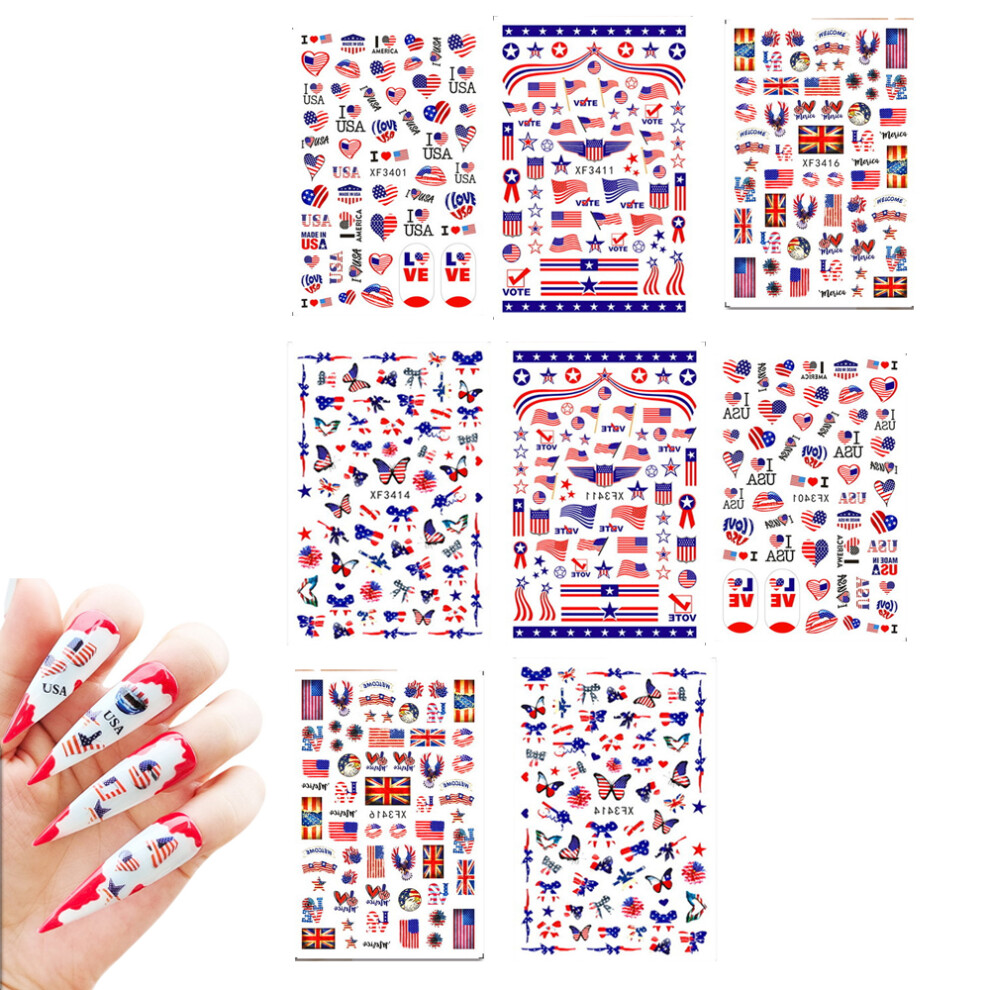 Nail Stickers for Women & Girls, Independence Day Nail Art, Patriotic Designer Nail Decals, Non-Toxic Self-Adhesive American Flag Nail Stickers,