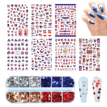 Tin Foil Quality Nail Sequins For Independence Day, Design Yourself Nails With Creative Patriotic Patterns, Easy To Remove By Peeling Off Without