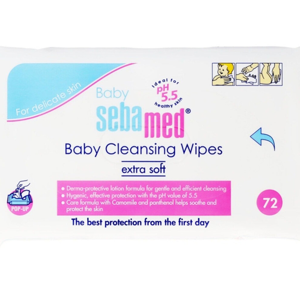 Sebamed Baby Cleansing Wipes with Aloe Vera, pH 5.5 Gentle Baby Wipes, 72 Count