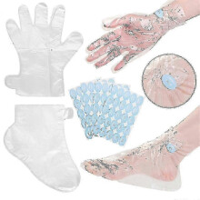 200 Counts Paraffin Wax Liners for Hands &amp; Feet Plastic Paraffin Wax Booties Bags Therapy Wax Socks &amp; Gloves Paraffin Bath Mitts Tw