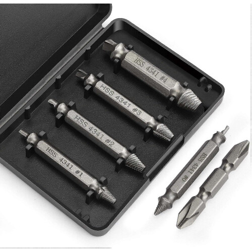 (As show, One size) Set of 6 damaged screw extractors
