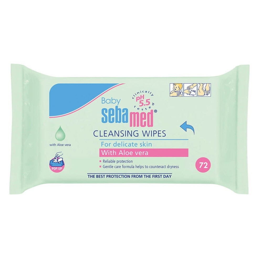 Sebamed Baby Wipes with Aloe Vera, pH 5.5 Gentle Cleansing Wipes, 72 Count