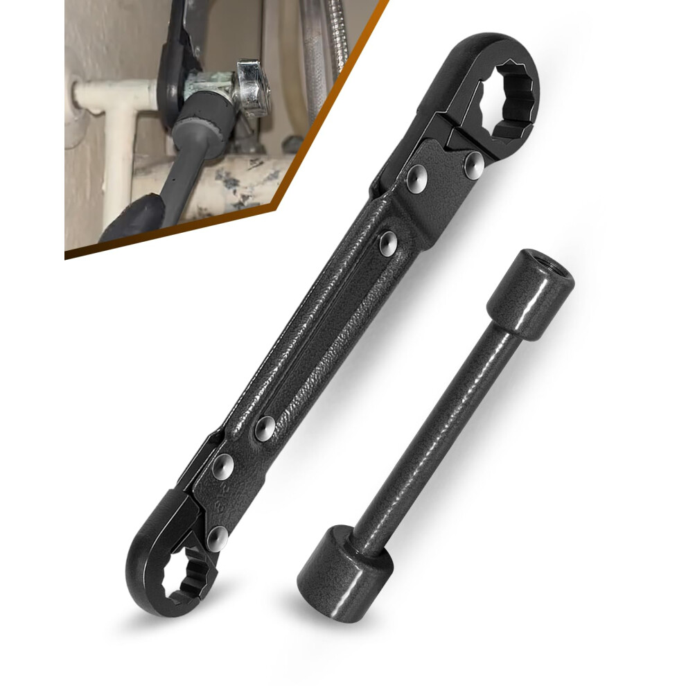 Professional Plumber Wrench Tools Angle Stop Wrench Kit For Angle Stop Valves Adjustable Steel Construction 9382693633248