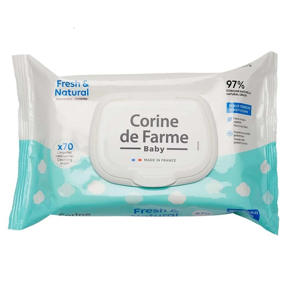 Corine De Farme Baby Wipes | Fresh Natural Scented Wipes | 70Pcs