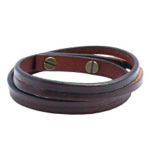 (Brown) Retro Simple Two Circle Cattle Leather Bracelet Ornament Fashion Wild Punk Rock Leather Bracelet Tw