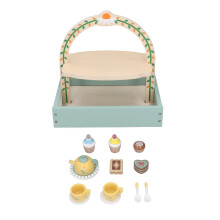 Juego de imitación de madera para niños, accesorios de cocina creativos para juegos de rol, juguete educativo con estante doble para postres,