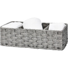 Back of Toilet Storage Basket, Rustic Farmhouse Bathroom Décor with 3-Section Organizer for Neat Roll Storage, Decorative Storage Organizer Made