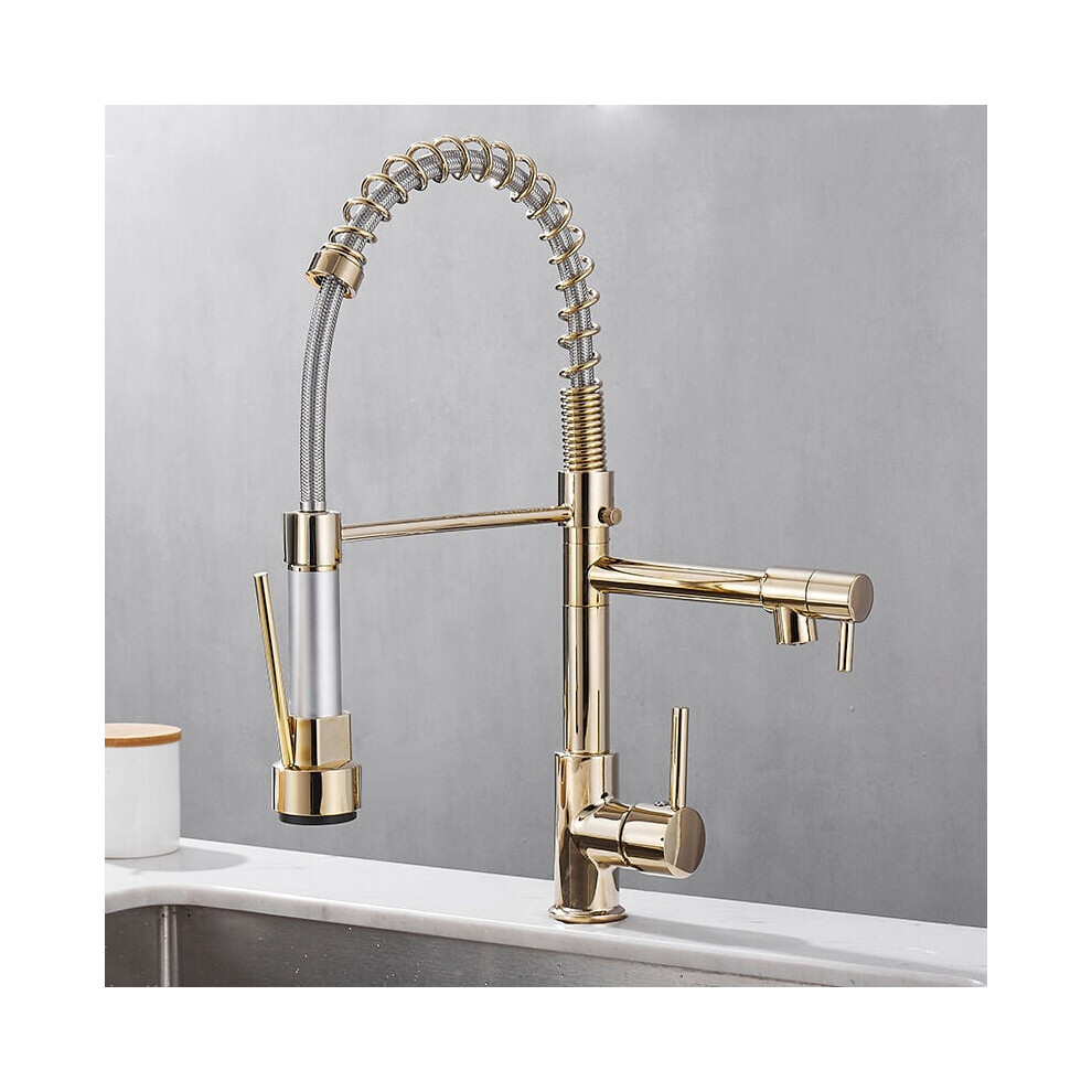 Gold Kitchen Faucet With Innovative Dual Function, High-Pressure Sprayer, Sleek Design For Contemporary Kitchens 9148971524345