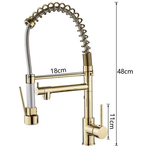Gold Kitchen Faucet with Solid Brass Main Body, Dual Functionality, Practical Design for Modern Cooking Spaces 2