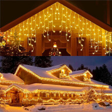 Glimmering Icicle Strings, Christmas Lights Outdoor With LED Extendable Dripping Lights For A Radiant Cascade Decoration, Complete With Timer