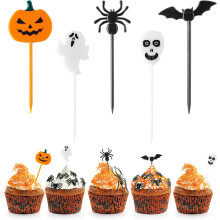 Cure-dents en plastique pour Halloween, décorations pour cupcakes solides et robustes avec 5 modèles, lot de 50 pièces, décorations de gâteaux