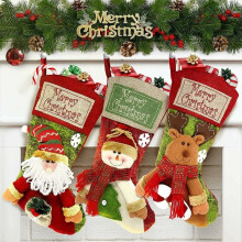 Meias de Natal versáteis, fáceis de pendurar, com design 3D para decoração natalina, feitas de linho resistente de alta qualidade para árvore de
