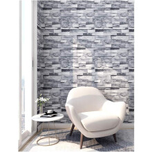 Verwandeln Sie Ihre Räume! Selbstklebende und abnehmbare Tapete mit realistischem Ziegelmuster, wasserabweisend, in Shiplap-Grau mit 3D-Effekt.