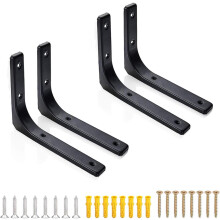 DIY Floating Shelf Support, Metal Corner Brace Shelf Brackets with Premium Stainless Steel Screws, Wall Mounted Heavy Duty L Shape Brackets, 4Pcs