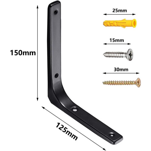 Heavy Duty Wall Mount Triangle Shelf Support, High-Quality Cold-Rolled Steel Decorative Joint Angle Bracket for Versatile Applications, Black 4Pcs 1