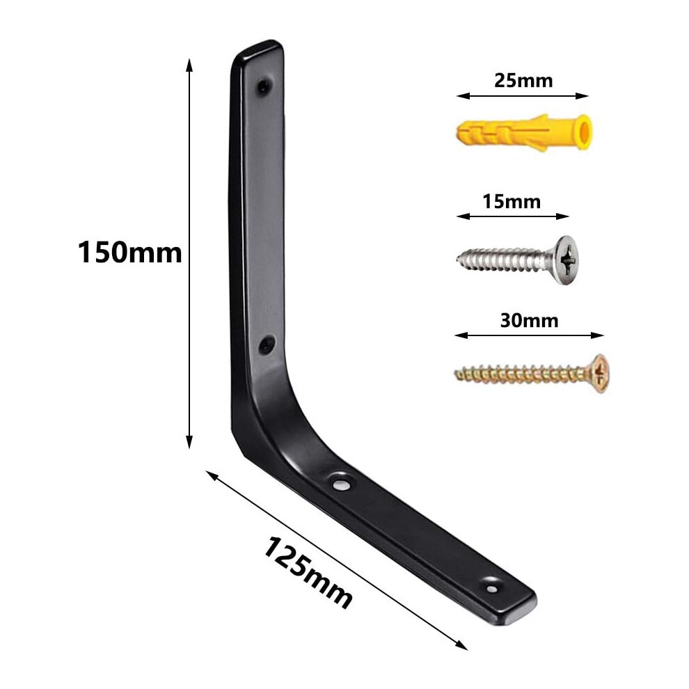 Countertop Supports, Metal Corner Brace For Diy Floating Shelf, Rust-Proof Matte Black Coated Finish Shelf Brackets, Heavy Duty L Shape Support, 4Pcs 9128293499859