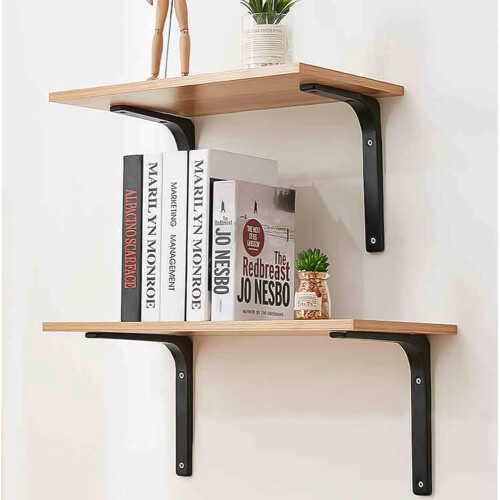 Heavy Duty Wall Mount Triangle Shelf Support, High-Quality Cold-Rolled Steel Decorative Joint Angle Bracket for Versatile Applications, Black 4Pcs 2