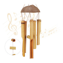 Windspiel aus Bambus im orientalischen Stil, wetterbeständig, komplett montiert, einfache Installation, elegantes Design in warmen Farben, natürlich