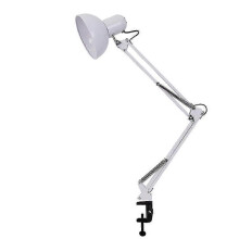 (White) LED Eye Protection Table Lamp Long Arm Folding Clip Lamp Learning Nail Art Light Tw