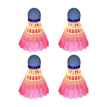 4 Balles de Badminton Lumineuses Ă LED en Mousse de Plastique pour le Sport, Ensemble de Volants de Badminton Lumineux, Rose