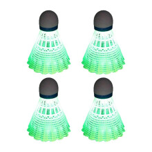 4 Pelotas de Bádminton Luminosas de Plástico Espumado con Luz LED para Deportes, Juego de Bádminton Verde