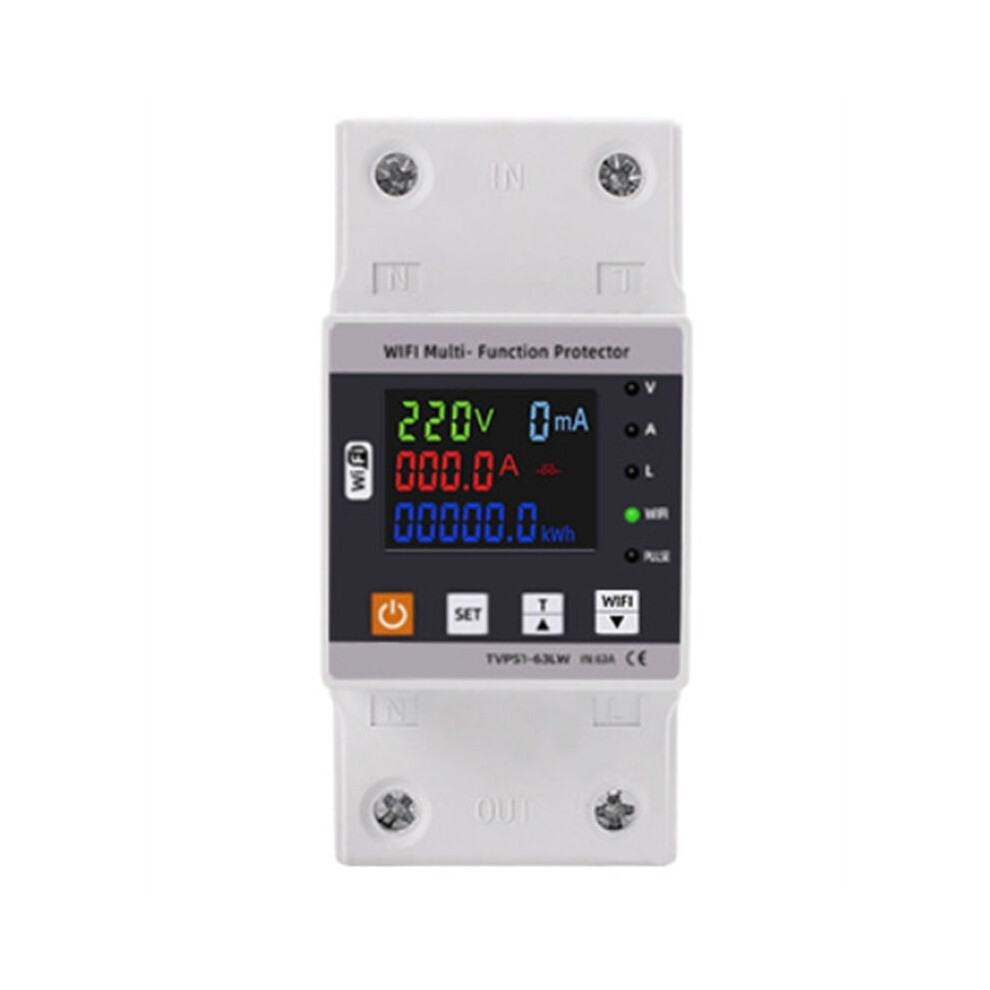 63A Tuya Wifi Earth Leakage Over Under Voltage Protector Relay Circuit Breaker Power Kwh Meter 6133283690850