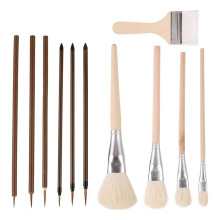 Art Paintbrush Set, 11Pcs Wooden Acrylic Paint Brushes Ceramic Ceramic Brushes Set for Painting Students Enthusiast