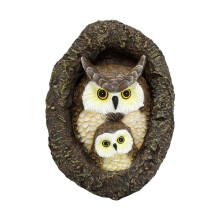 and Child Owl Tree Hole Pendant Cute Owl Ornaments Outdoor Tree Hanging Yard Garden Pendant Owl Decoration