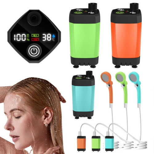 Douche Douche Électrique Charge Bain Artefact Douche Combinaison Simple Camping Pompe à Eau Vert 1