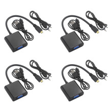 4X Micro- to VGA Adapter Cable 1080P Video Converter with Audio Jack USB Power Cable for Camera Raspberry Pi 4