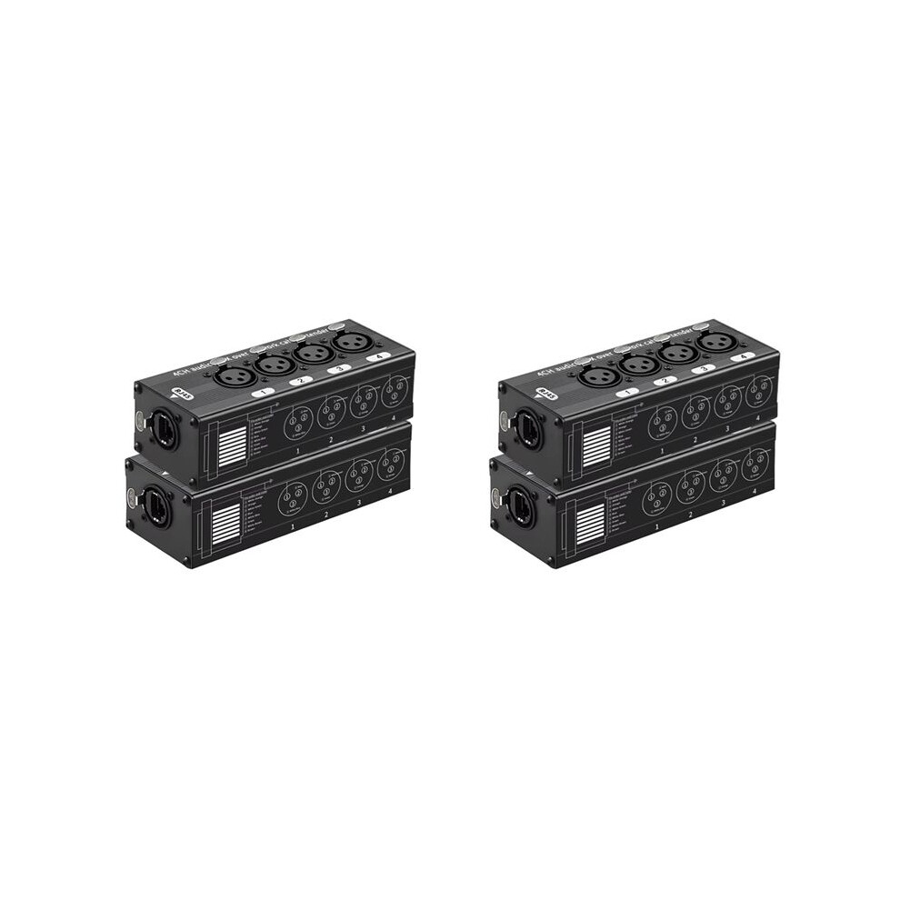 2 Pair 4 Channel Xlr/Dmx Audio Rj45 Cat5/Cat6 Ethernet Extender Xlr Extender Transceiver For Live Stage Black 6032906967570