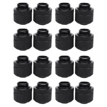16Pc Water Cooling Fittings G1/4 External Thread Pagoda for 9.5X12.7Mm Soft Tube Computer Cooling System Connector Black