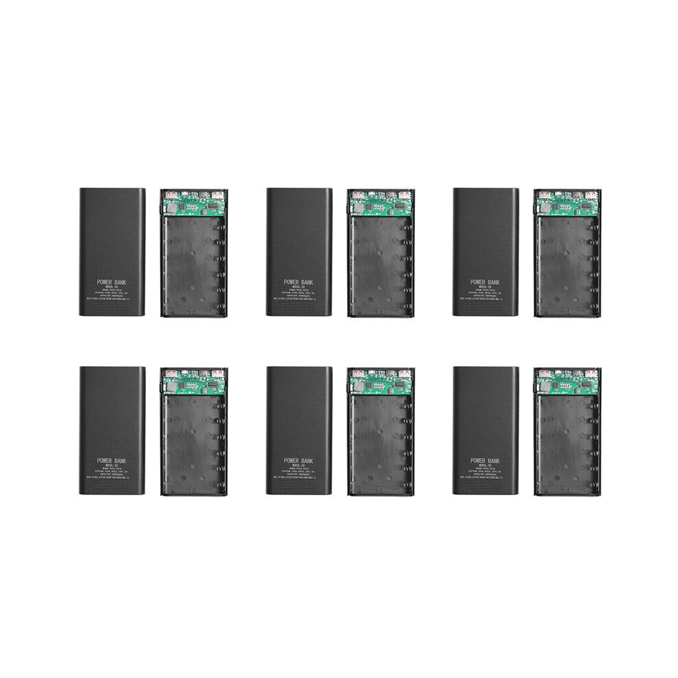 6X 18650 Battery Power Bank Box 5V 2.1A Lcd Display 20000Mah Power Board For 6X18650 Battery Diy Powerbank Case(Black) Black 6134064322830