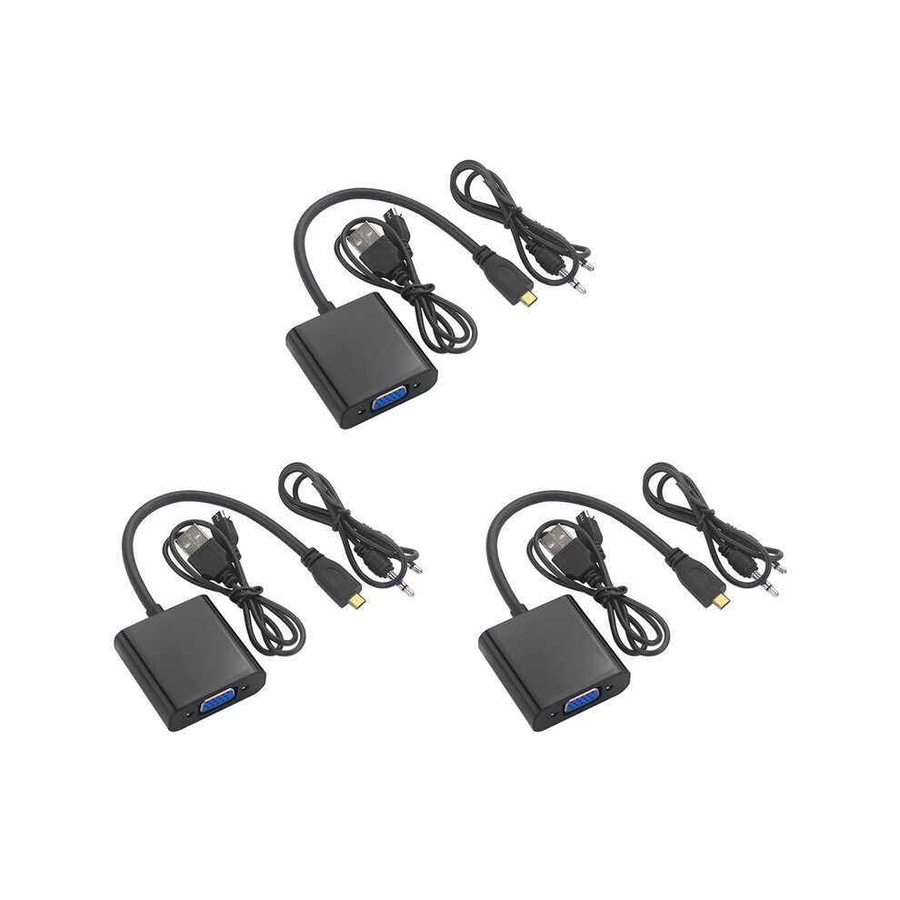 3X Micro- To Vga Adapter Cable 1080P Video Converter With Audio Jack Usb Power Cable For Camera Raspberry Pi 4 4712060489393