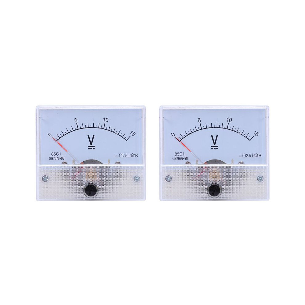 2X Pointer Type Voltmeter, 85C1 0-15V Mechanical Analog Voltage Panel Meter 6032865998950
