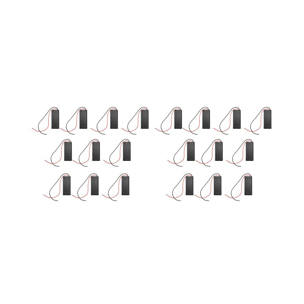 20Pcs 2 Aaa Battery Holder With Off And Back Cover With Cord Wire Leads 3V Batteries Storage Box Battery Box 4713243251936