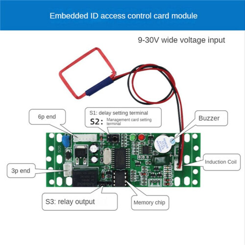 3X MóDulo de Control Integrado RFID, Acceso de Intercomunicador, Control de Acceso de Elevador 9-30 V CC MóDulo de Controlador de Acceso de 2