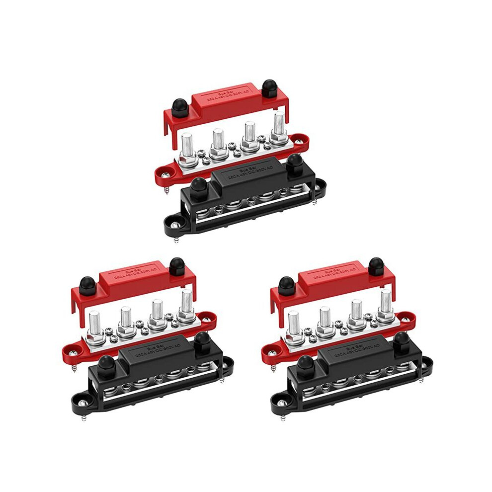 6X 250A 12V Bus Bar Battery Power Distribution Block Car Audio 12 Volt Busbar 4 X 3/8Inch Posts 6 X 8 Screws 4711827357418