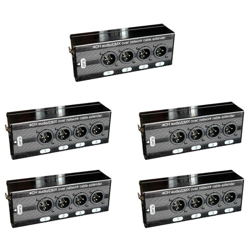 5 Unidade de Áudio XLR de 3 Pinos e 4 Canais e DMX sobre Extensor de Cabo de Rede, Extensor de Sinal de Rede DMX512, Macho