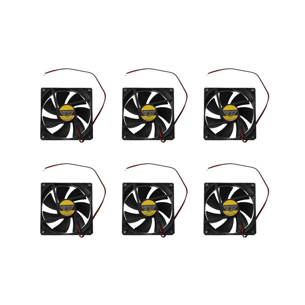 6X Plastic Square 9025 90 X 90 X 25Mm 12V 0.25A Cooler Fan Black 6033130322821
