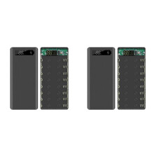 2X 18650 Battery Power Bank Case LCD Display Support 20000MAh LCD Display for 8X18650 Battery DIY Powerbank Case(Black)