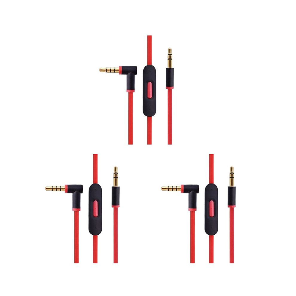 3X Replacement Audio Cable For By Dr Dre Headphones With In Mic For Studio/Executive/Mixr/Solo/Wireless/Pro Red 4713257773295