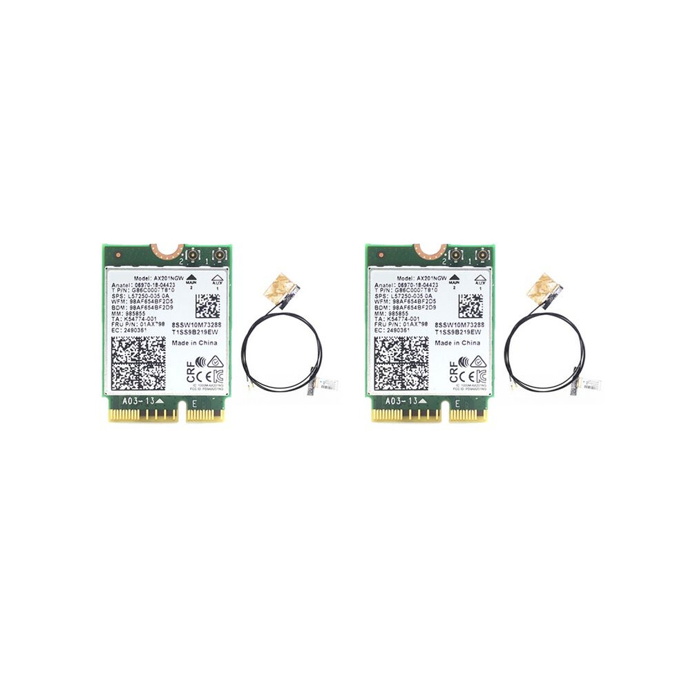 2X Ax201 Ax201ngw Wifi Card With 2Xantenna M.2 Cnvio2 2.4 Ghz/5Ghz Wifi 6 3000Mbps 5.1 Wifi Adapter For Win10 4712946869431