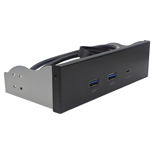 2X Painel Frontal USB para PC 2 Portas USB 3.2 GEN1 5 Gbps + 1 Porta TIPO C 10 Gbps/20 Gbps Hub para Desktop 5,25 Polegadas Compartimento para Unidade 1