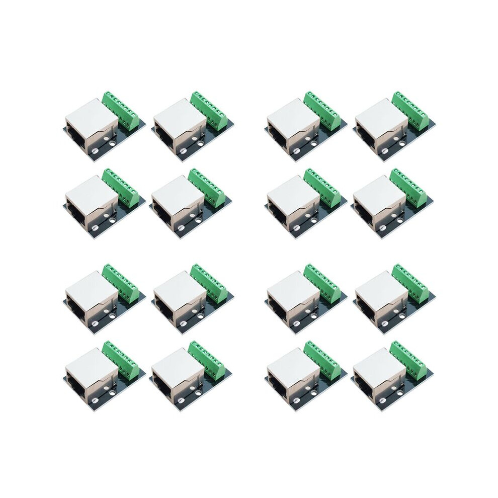 16Pcs Rj45 Ethernet Female Socket Connector Breakout Board,2.54Mm Connector Board Shielded Network Adapter Terminal 4713441429113