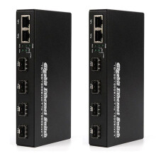 2X Gigabit SFP Media Converter 4 SFP to 2 RJ45 Transceiver 10/100/1000M Fiber Optic EU PLUG